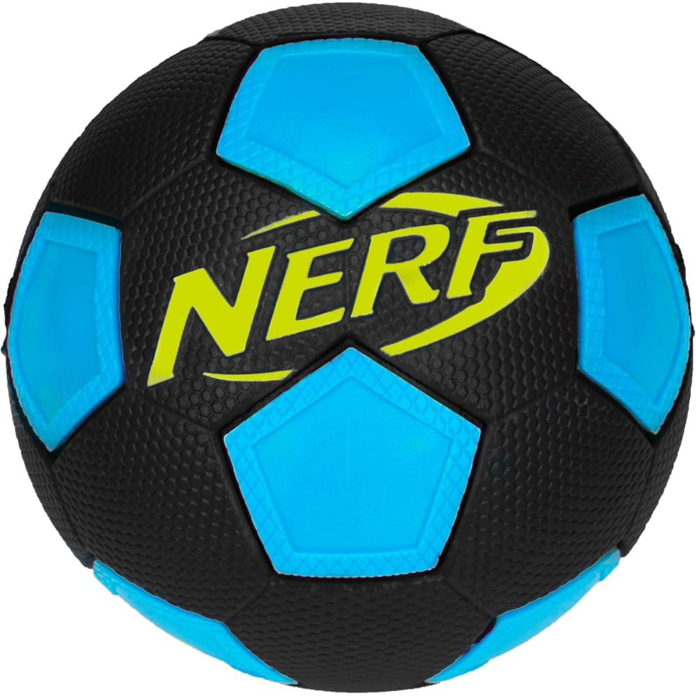 imageNERF Kids Mini Foam Soccer Ball  Freestyle Soft Indoor  Outdoor Youth Soccer Ball  ExtraGrip  Low Bounce NERF Foam  5quot Inch Toy for Kids  Black  Blue