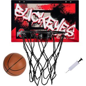Franklin Sports NCAA Over The Door Basketball Hoop – Kids Indoor Basketball Hoop with Basketball – NCAA Fan Shop Mini Hoop for Bedroom + Office – Over The Door Mini Hoop(Ohio State Buckeyes)