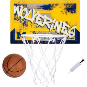 Franklin Sports NCAA Over The Door Basketball Hoop – Kids Indoor Basketball Hoop with Basketball – NCAA Fan Shop Mini Hoop for Bedroom + Office – Over The Door Mini Hoop(Michigan Wolverines)
