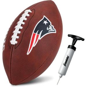 Franklin Sports NFL New England Patriots Football – Youth Junior Size Football for Kids – Official NFL Team Logo + Colors Youth Ball – Kids Fan Shop Ball