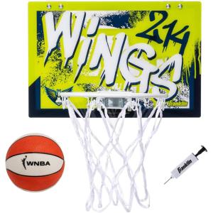 Franklin Sports WNBA Team Over The Door Basketball Hoops – Kids Indoor Mini Basketball Hoop + Ball Set – WNBA Fan Mini Hoops(Dallas Wings)