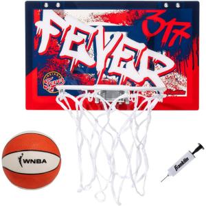 Franklin Sports WNBA Team Over The Door Basketball Hoops – Kids Indoor Mini Basketball Hoop + Ball Set – WNBA Fan Mini Hoops(Indiana Fever)