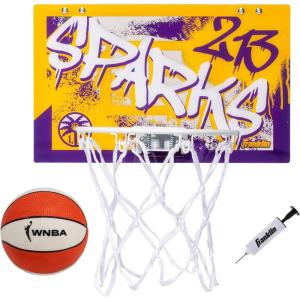 Franklin Sports WNBA Team Over The Door Basketball Hoops – Kids Indoor Mini Basketball Hoop + Ball Set – WNBA Fan Mini Hoops(LA Sparks)