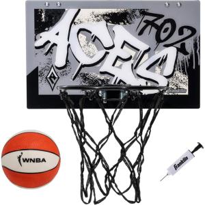 Franklin Sports WNBA Team Over The Door Basketball Hoops – Kids Indoor Mini Basketball Hoop + Ball Set – WNBA Fan Mini Hoops(Las Vegas Aces)
