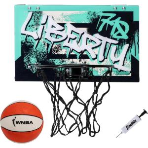 Franklin Sports WNBA Team Over The Door Basketball Hoops – Kids Indoor Mini Basketball Hoop + Ball Set – WNBA Fan Mini Hoops(New York Liberty)