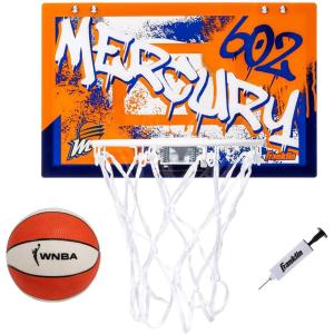 Franklin Sports WNBA Team Over The Door Basketball Hoops – Kids Indoor Mini Basketball Hoop + Ball Set – WNBA Fan Mini Hoops(Phoenix Mercury)