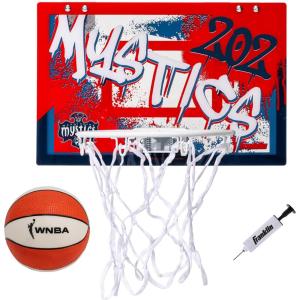 Franklin Sports WNBA Team Over The Door Basketball Hoops – Kids Indoor Mini Basketball Hoop + Ball Set – WNBA Fan Mini Hoops(Washington Mystics)