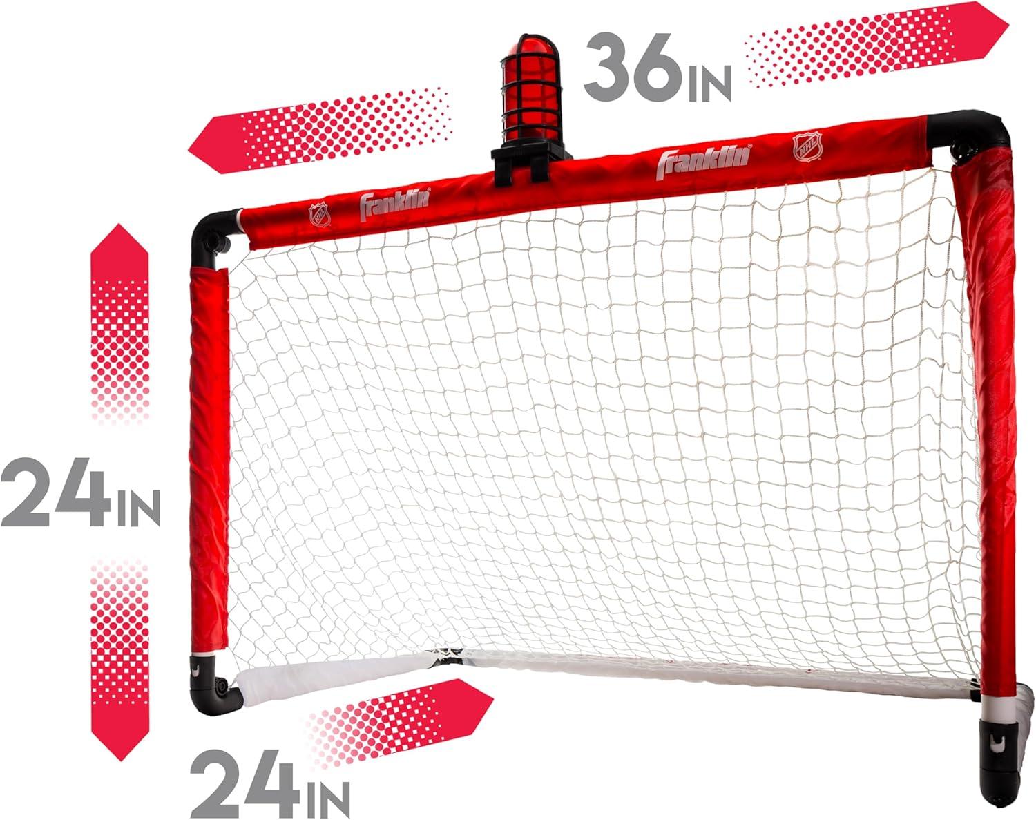 imageFranklin Sports Mini Hockey Goal Set NHL Light Up Knee Hockey Goal and Stick Set with Hockey Ball Perfect for Indoor Floor Hockey and Knee Hockey Red 36quotL x 36quotW x 24quotH
