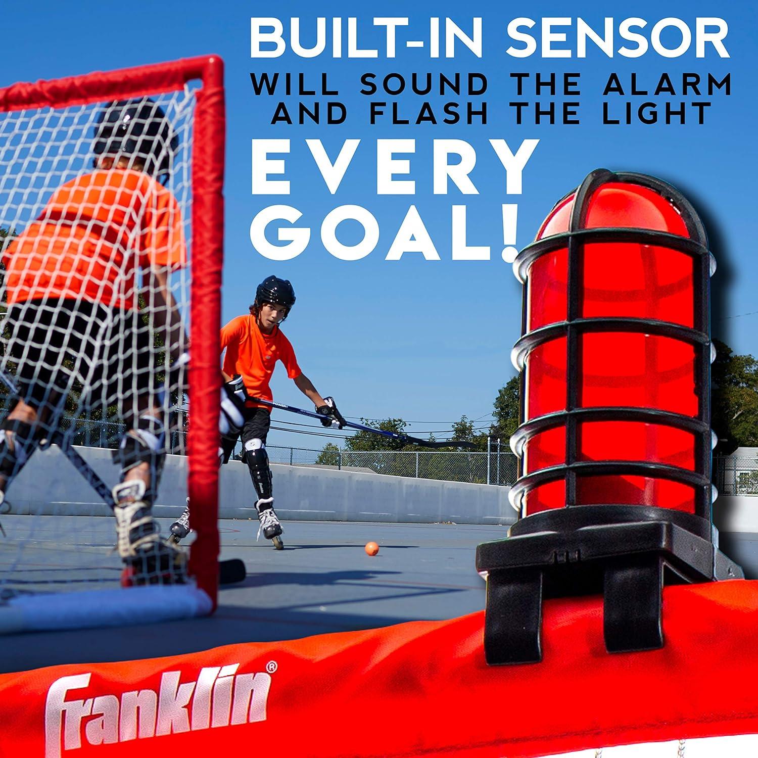 imageFranklin Sports Mini Hockey Goal Set NHL Light Up Knee Hockey Goal and Stick Set with Hockey Ball Perfect for Indoor Floor Hockey and Knee Hockey Red 36quotL x 36quotW x 24quotH
