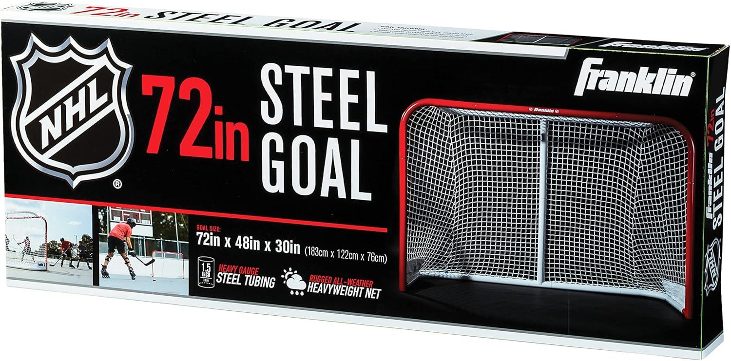 imageFranklin Sports NHL Street Hockey Goals Outdoor Steel Street Roller Hockey Nets 72quot x 48quotRedWhite