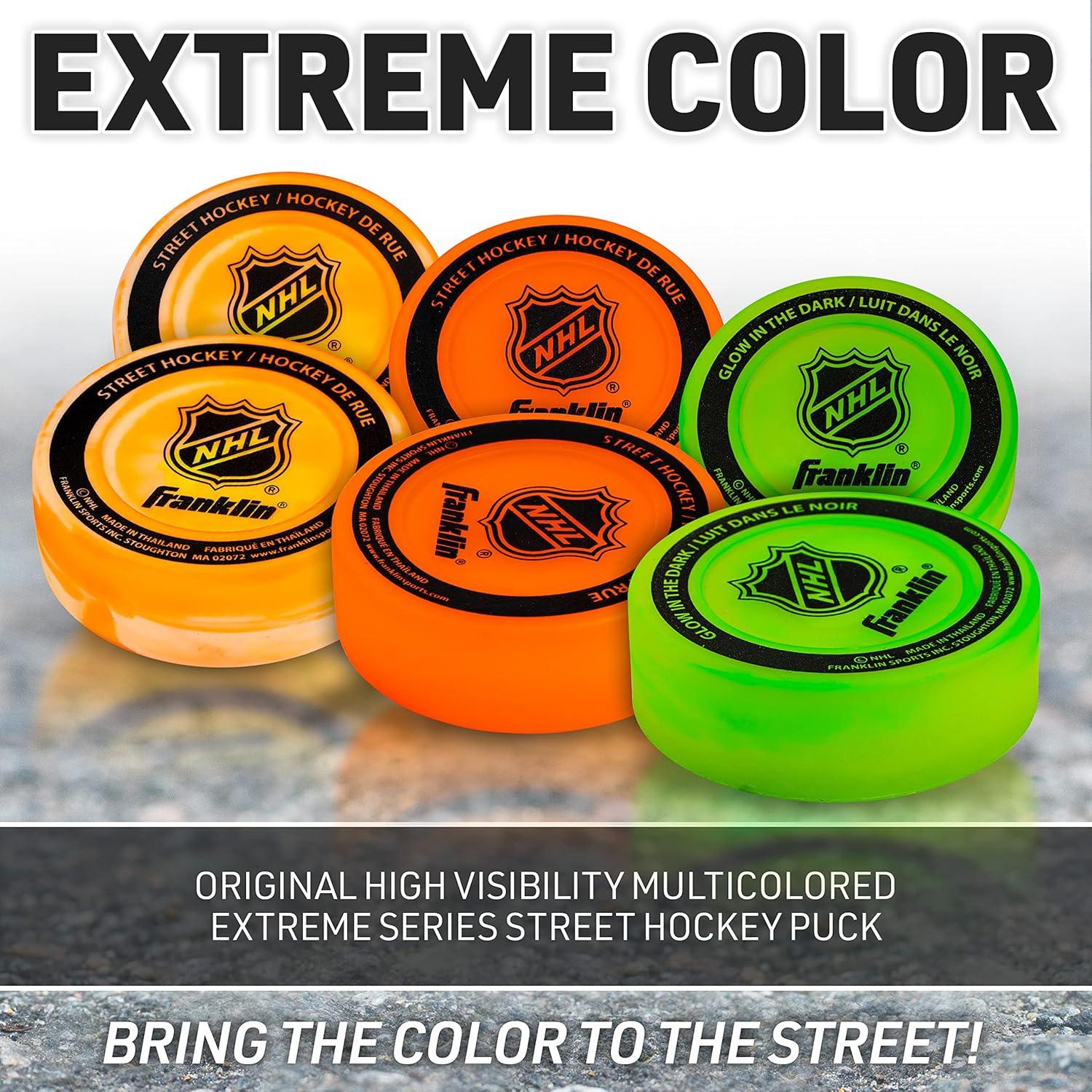 imageFranklin Sports NHL Street Hockey Puck No Bounce Outdoor Street Roller Hockey Puck Official Size for Kids Adult Games 1 ampamp 3 PacksMulti