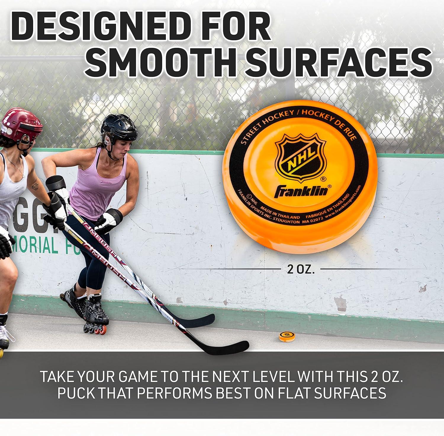 imageFranklin Sports NHL Street Hockey Puck No Bounce Outdoor Street Roller Hockey Puck Official Size for Kids Adult Games 1 ampamp 3 PacksMulti