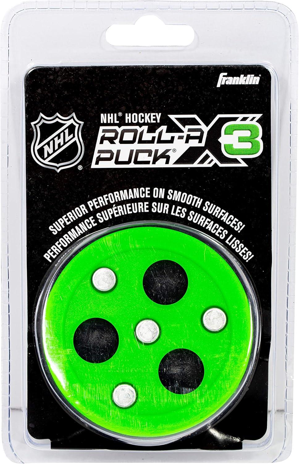 imageFranklin Sports NHL Street Hockey Puck X3 RollaPuck Outdoor Roller Hockey Puck Official Size Street Hockey Puck Green