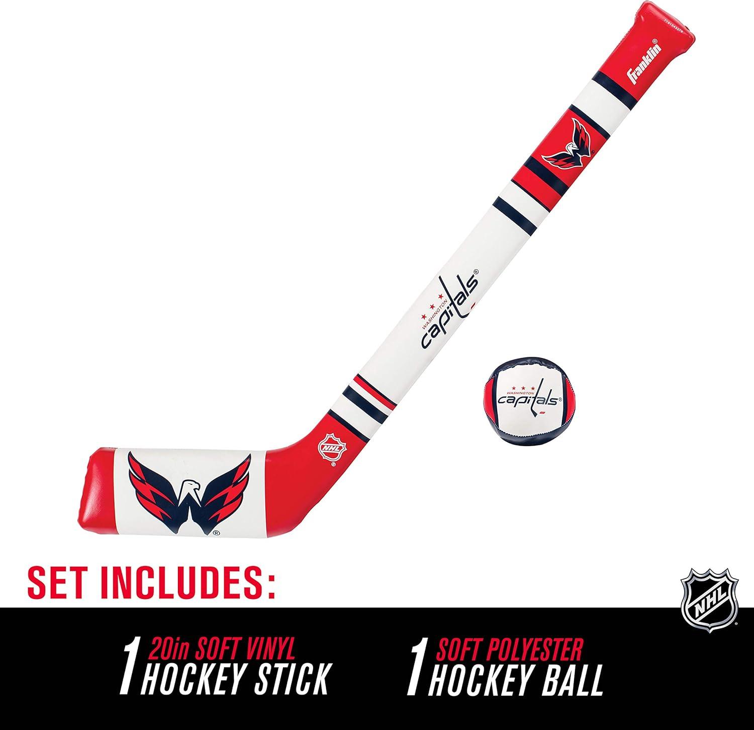 imageFranklin Sports NHL Team Mini Soft Hockey Stick Set NHL Team Soft Foam Mini Hockey Stick and Ball Great Toy for KidsWashington Capitals
