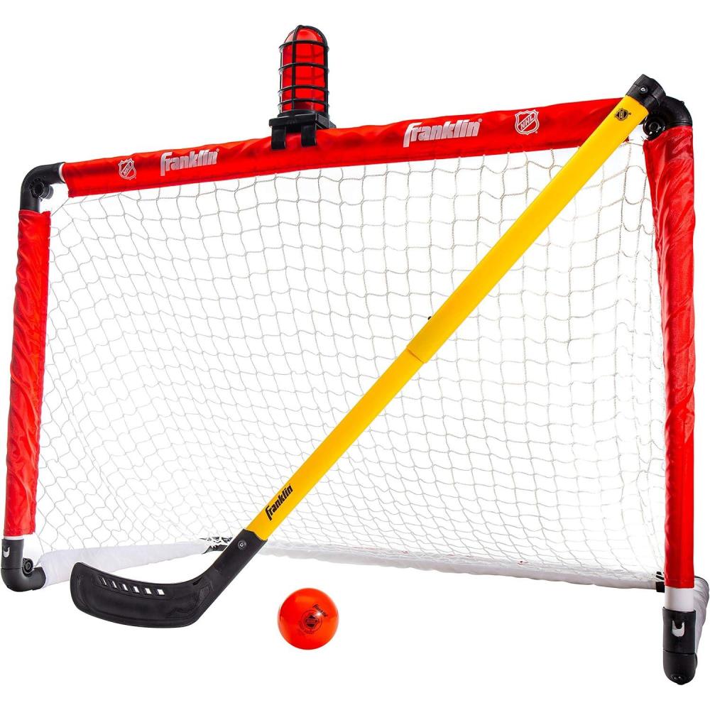 imageFranklin Sports Mini Hockey Goal Set  NHL Light Up Knee Hockey Goal and Stick Set with Hockey Ball  Perfect for Indoor Floor Hockey and Knee Hockey Red 36quotL x 36quotW x 24quotH