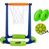 imageNERF Floating Pool Basketball Hoop  Football Target Net Set  Water Basketball  2 Water Footballs Included  Floating Hoop  Target Goal for InPool  Poolside Play  Sports Toys for Kids