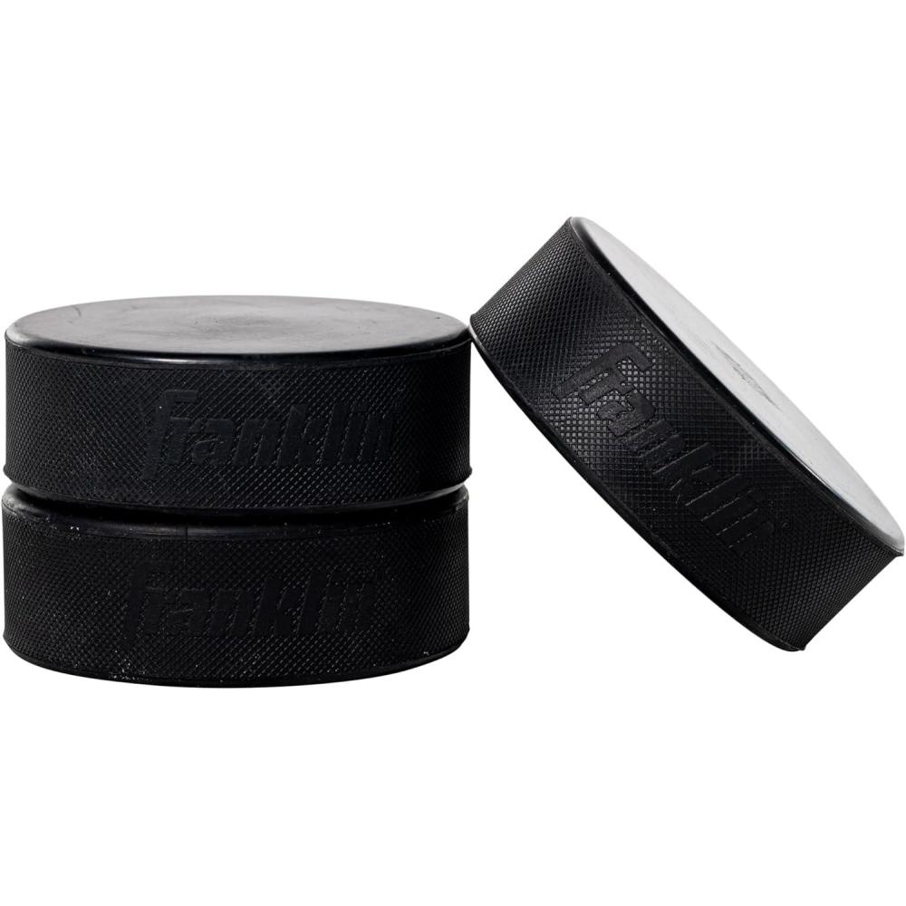 imageFranklin Sports Ice Hockey Pucks Official Size Weight Hockey Pucks Perfect for Rinks Synthetic Ice Pads 3 Puck Bulk SetOfficial 6 oz Puck
