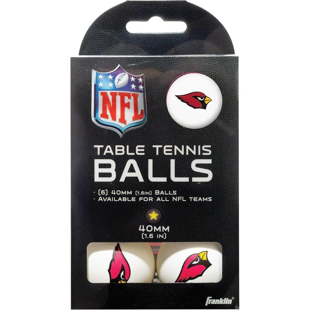 imageFranklin Sports Licensed Table Tennis Balls  NFL Table Tennis Balls  Official Team Logos and Colors  Fun Tailgate AccessoriesArizona Cardinals