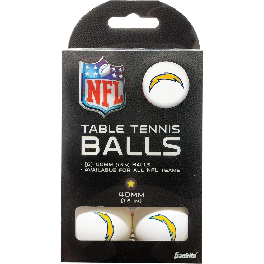 imageFranklin Sports Licensed Table Tennis Balls  NFL Table Tennis Balls  Official Team Logos and Colors  Fun Tailgate AccessoriesLos Angeles Chargers