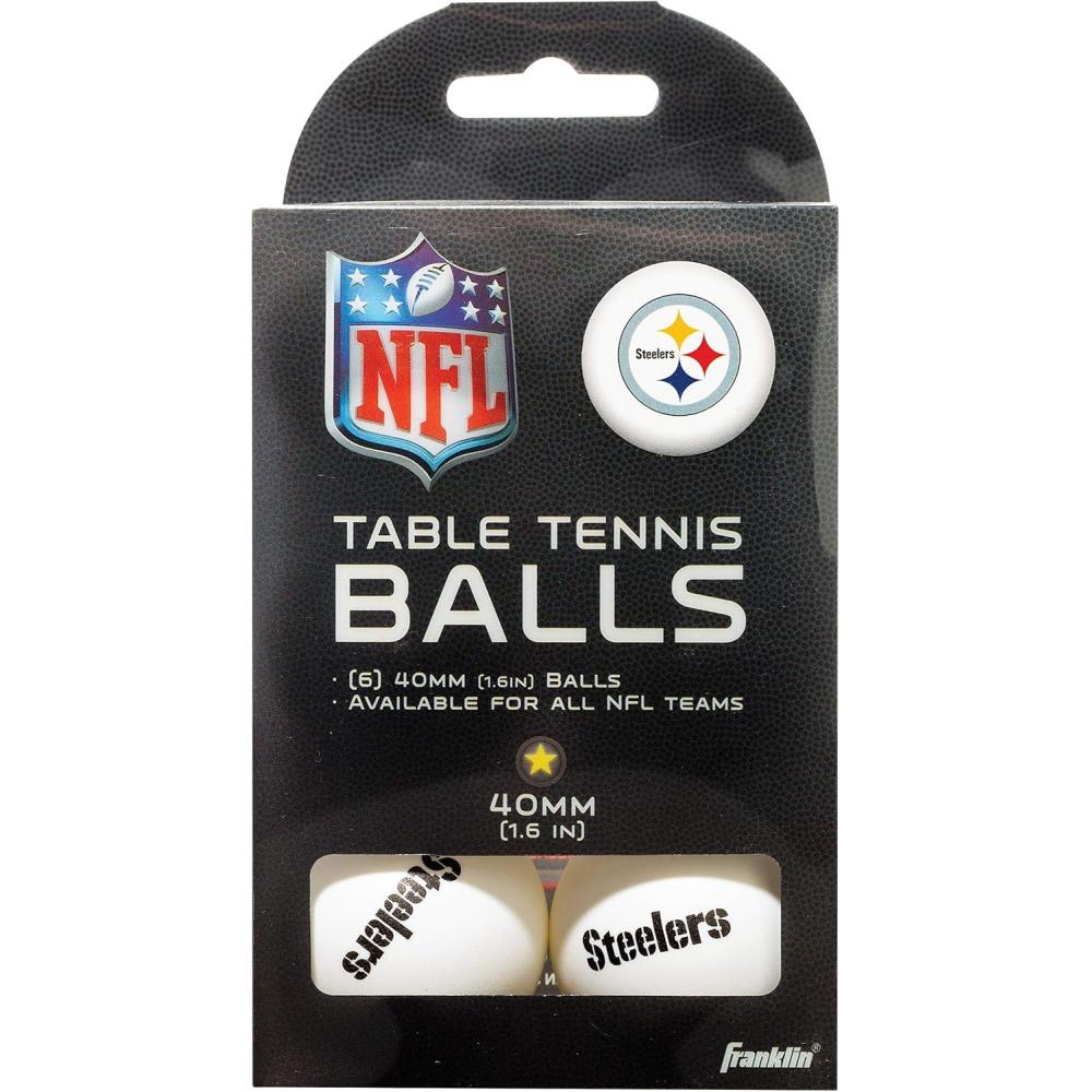 imageFranklin Sports Licensed Table Tennis Balls  NFL Table Tennis Balls  Official Team Logos and Colors  Fun Tailgate AccessoriesPittsburgh Steelers