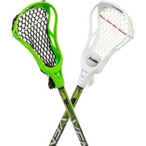 Franklin Sports Future Champs 2 Player Youth Lacrosse Sticks + Ball Set – Kids 32″ Inch Beginner Backyard Practice Lax Sticks + Lightweight Soft Lacrosse Ball – Toy Kids Lax Set(Green and White)