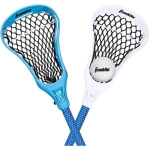 Franklin Sports Future Champs 2 Player Youth Lacrosse Sticks + Ball Set – Kids 32″ Inch Beginner Backyard Practice Lax Sticks + Lightweight Soft Lacrosse Ball – Toy Kids Lax Set(Blue)