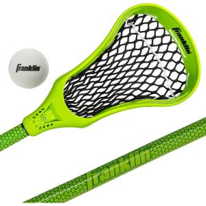 Franklin Sports Future Champs Youth Lacrosse Stick + Ball Set – Kids 32″ Inch Practice Stick – Beginner Backyard Plastic Stick + Lightweight Soft Ball(Green 2)