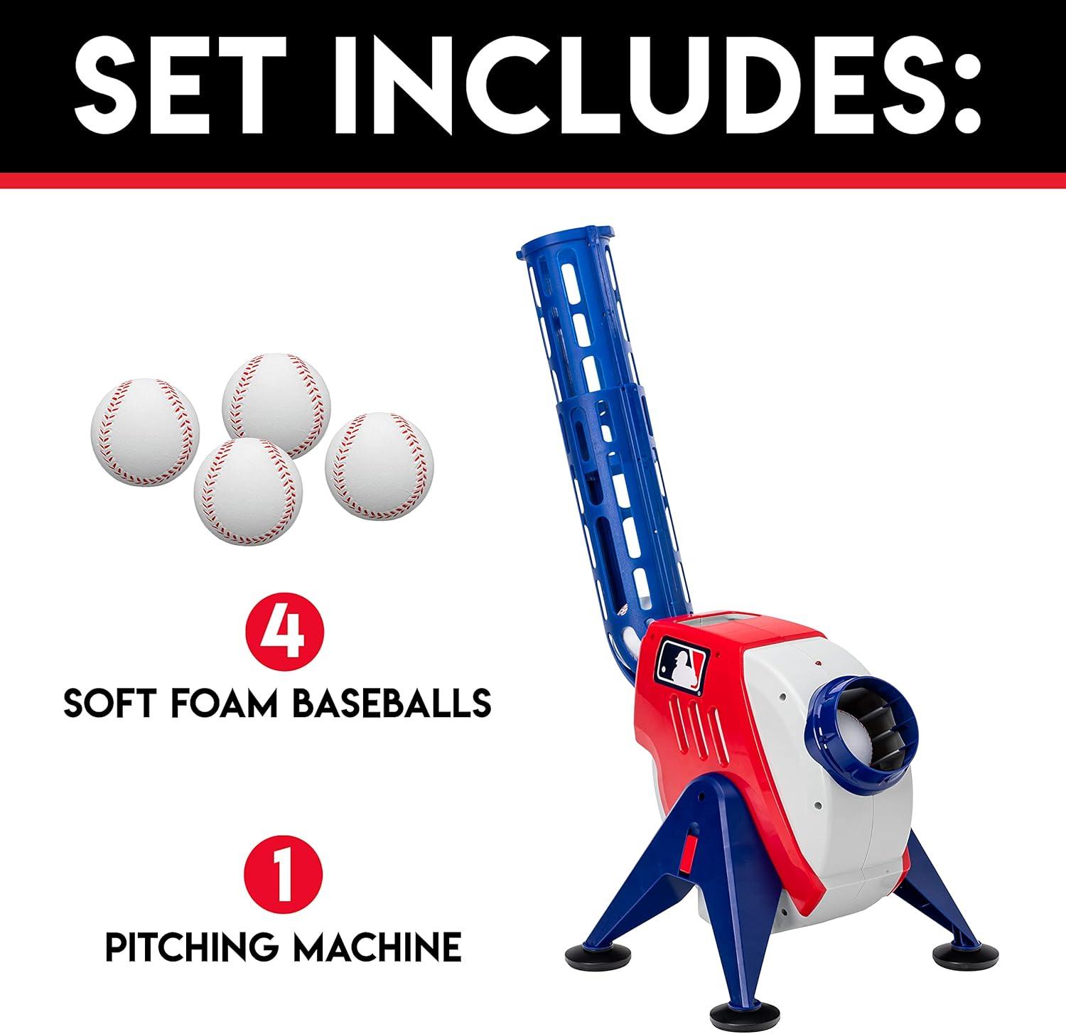 imageFranklin Sports Kids Pitching Machine Plastic Baseball Pitching Machine for Kids Batting Practice MLB Power Pitcher with Adjustable SpeedsPitching Machine