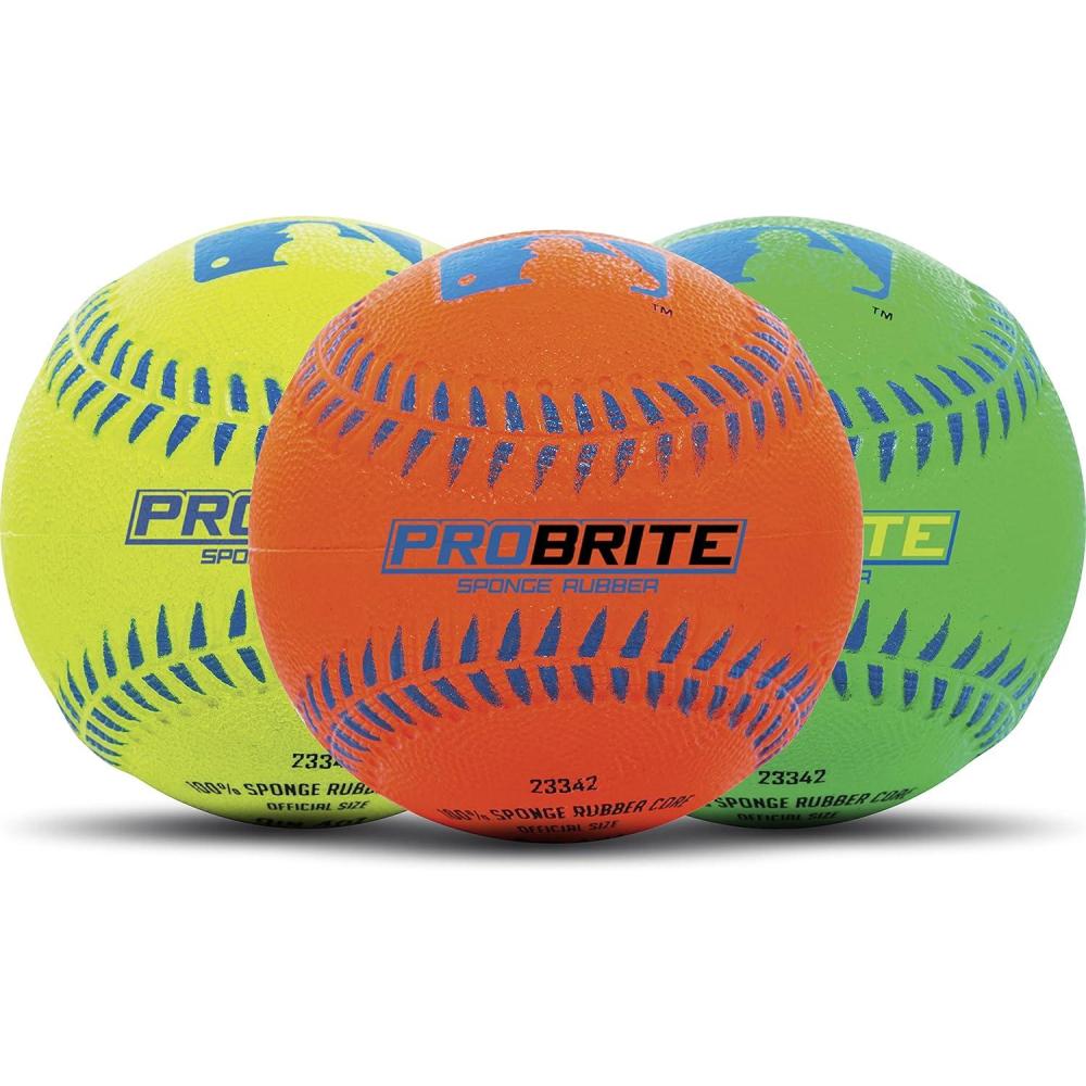 imageFranklin Sports Pro Brite Neon Rubber Teeball MLB Youth Tball Baseball Softball Indoor ampamp Outdoor Use3 pack