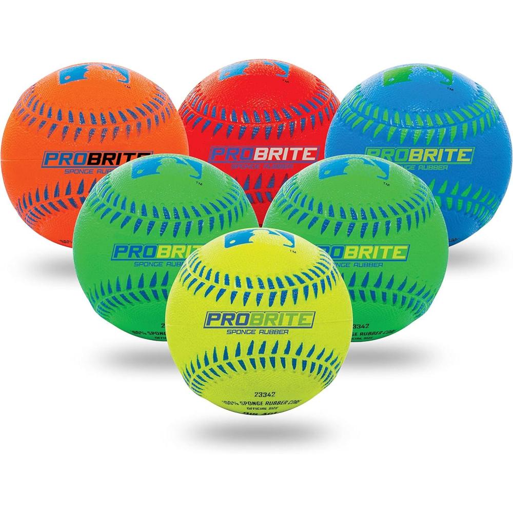imageFranklin Sports Pro Brite Neon Rubber Teeball MLB Youth Tball Baseball Softball Indoor ampamp Outdoor Use6 pack
