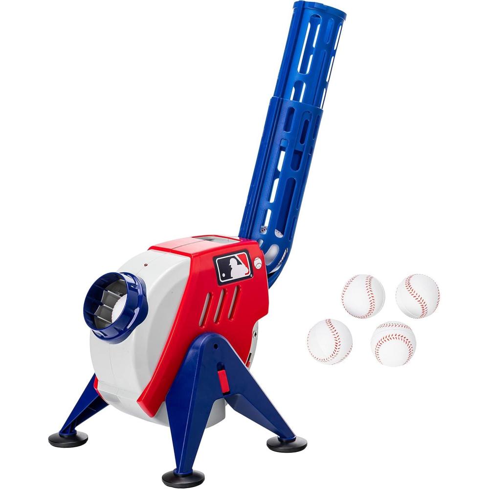 imageFranklin Sports Kids Pitching Machine Plastic Baseball Pitching Machine for Kids Batting Practice MLB Power Pitcher with Adjustable SpeedsPitching Machine