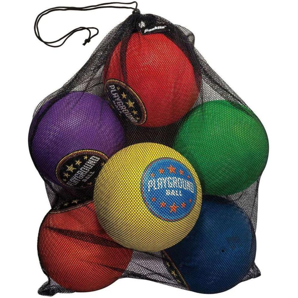imageFranklin Sports Kids Playground Balls  Rubber Kickballs  Playground Balls For Kids  Great for Dodgeball Kickball 4 Square  Schoolyard Games  85 Diameter6 Balls  Assorted Colors with Carry Bag