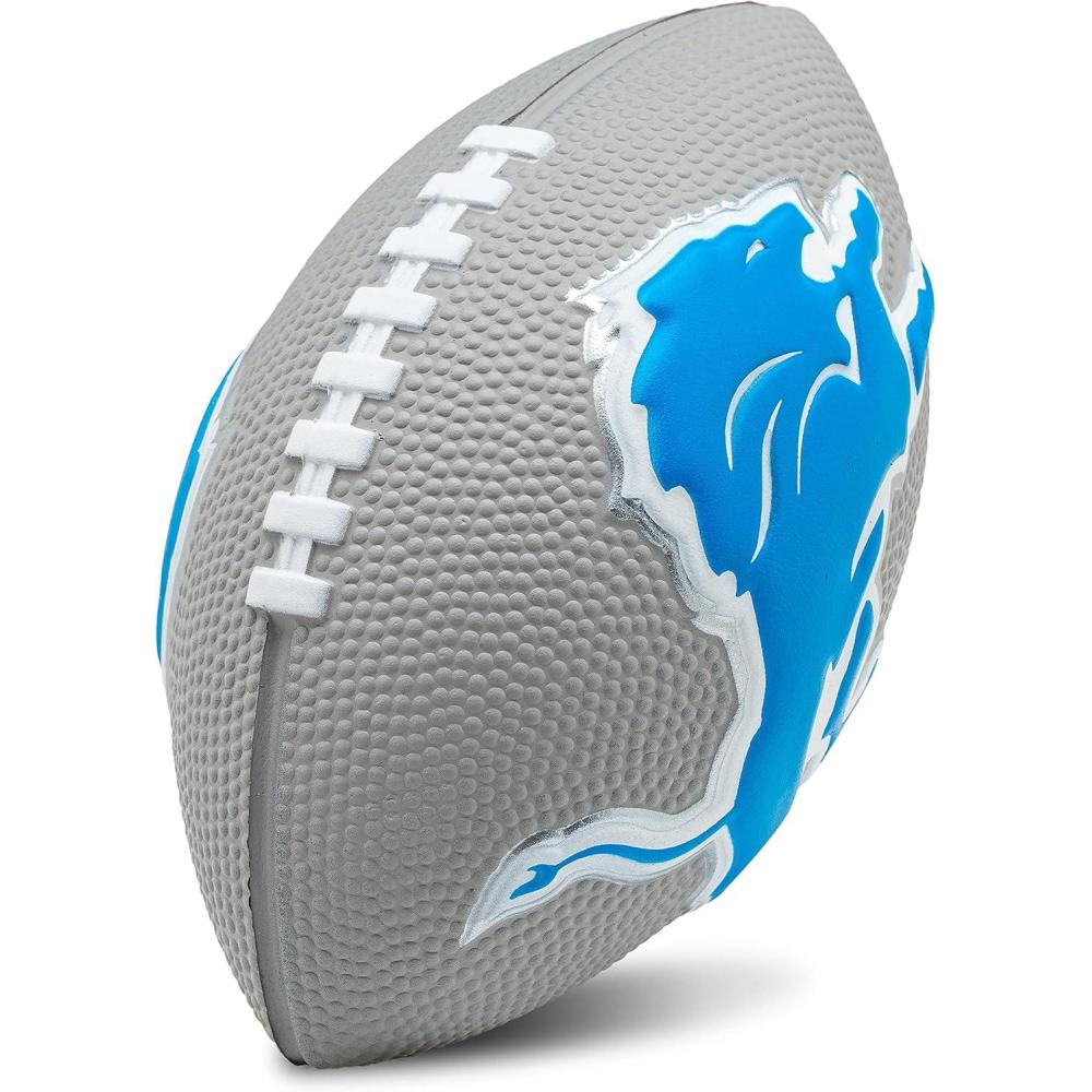 imageFranklin Sports NFL Football Kids Foam Football Soft Junior Size 85quot Ball with 3D Logos Perfect for Gameday TailgatesDetroit Lions