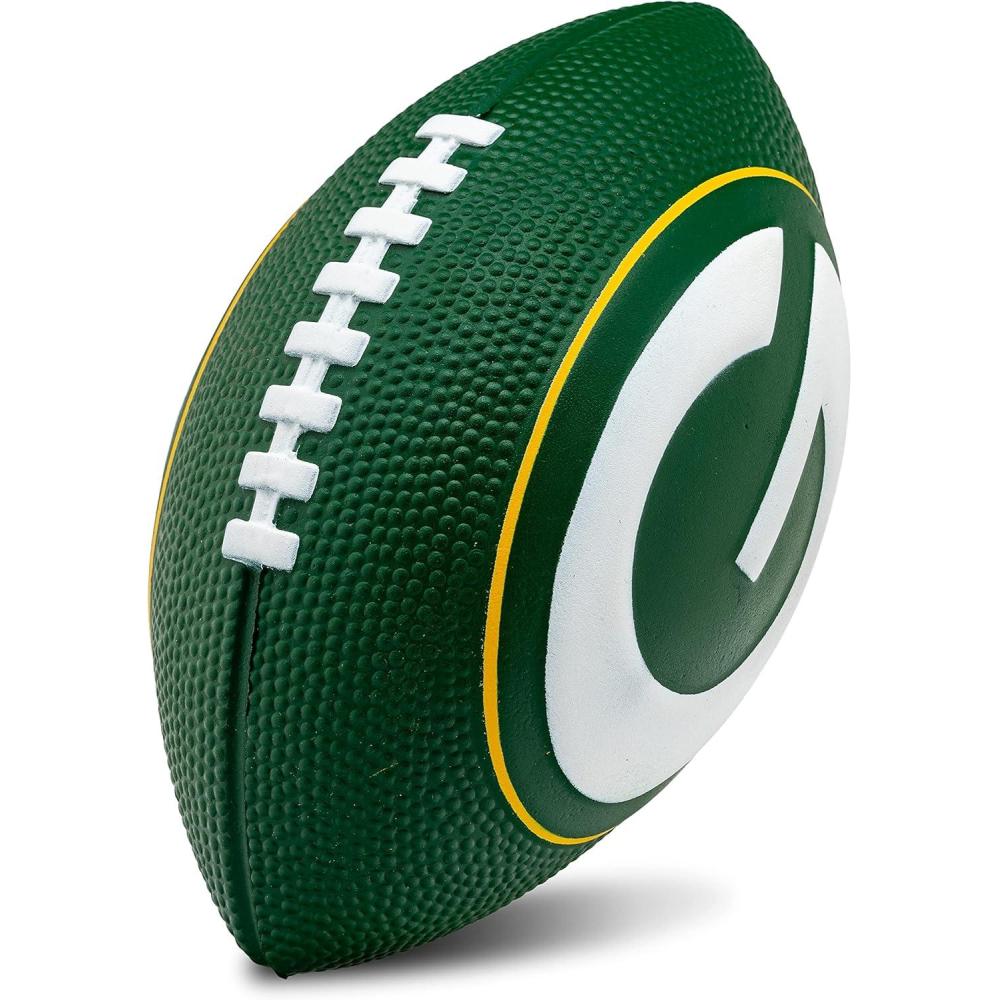 imageFranklin Sports NFL Football Kids Foam Football Soft Junior Size 85quot Ball with 3D Logos Perfect for Gameday TailgatesGreen Bay Packers