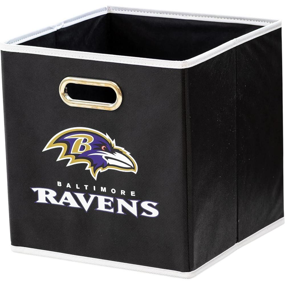imageFranklin Sports NFL Storage Bins  Collapsible Cube Container  Basket  NFL Office Bedroom  Living Room  11quotx11quotBaltimore Ravens
