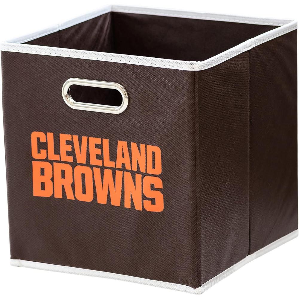 imageFranklin Sports NFL Storage Bins Collapsible Cube Container Basket NFL Office Bedroom Living Room 11quotx11quotCleveland Browns