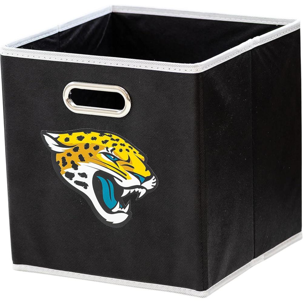 imageFranklin Sports NFL Storage Bins  Collapsible Cube Container  Basket  NFL Office Bedroom  Living Room  11quotx11quotJacksonville Jaguars