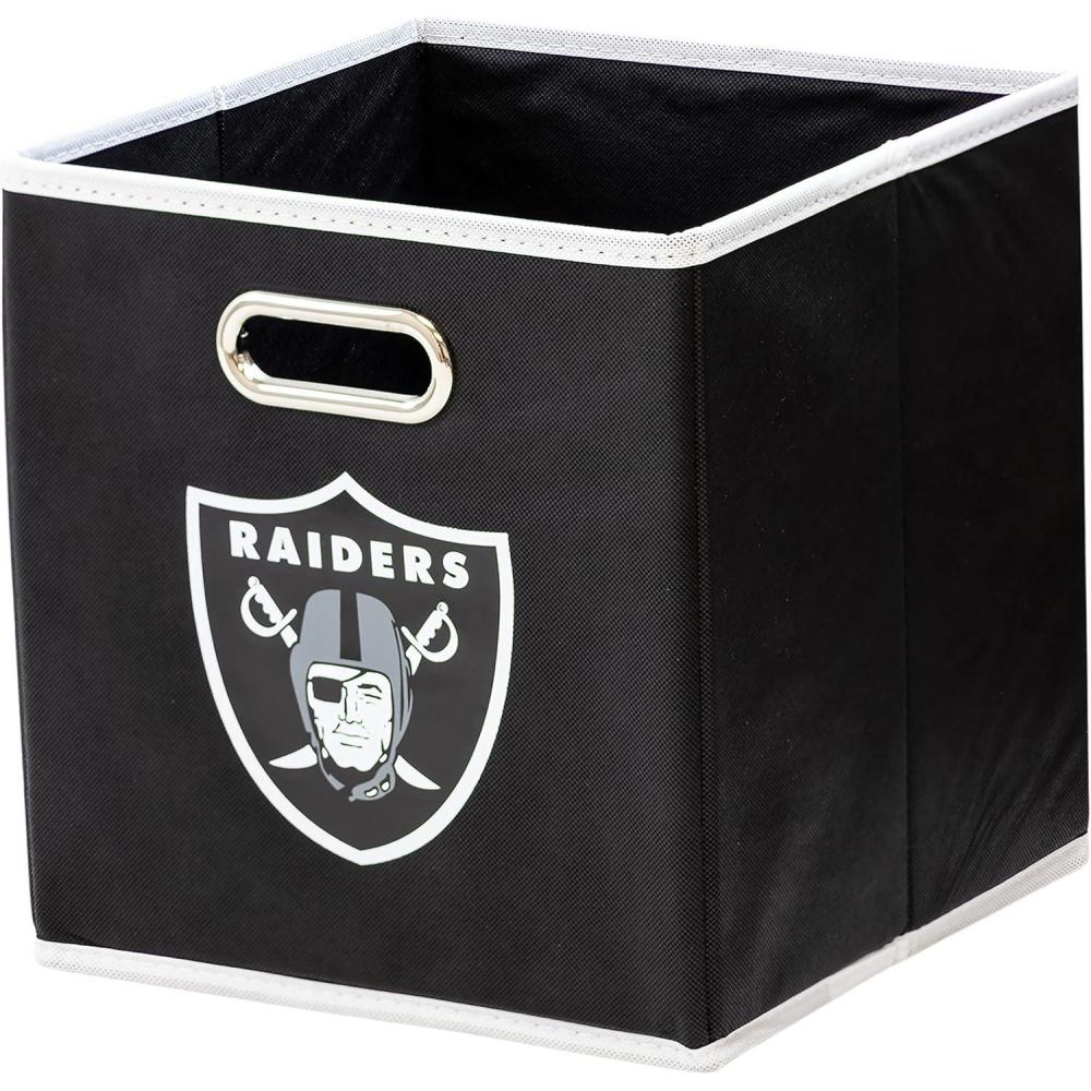 imageFranklin Sports NFL Storage Bins  Collapsible Cube Container  Basket  NFL Office Bedroom  Living Room  11quotx11quotLas Vegas Raiders