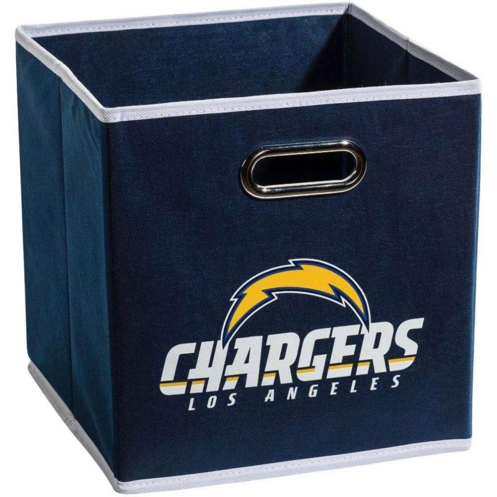 imageFranklin Sports NFL Storage Bins  Collapsible Cube Container  Basket  NFL Office Bedroom  Living Room  11quotx11quotLos Angeles Chargers