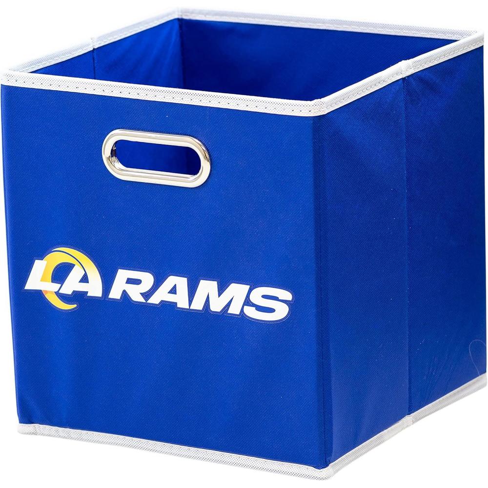 imageFranklin Sports NFL Storage Bins  Collapsible Cube Container  Basket  NFL Office Bedroom  Living Room  11quotx11quotLos Angeles Rams