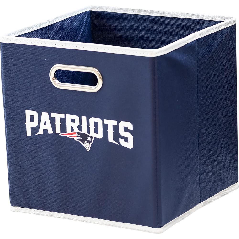 imageFranklin Sports NFL Storage Bins  Collapsible Cube Container  Basket  NFL Office Bedroom  Living Room  11quotx11quotNew England Patriots