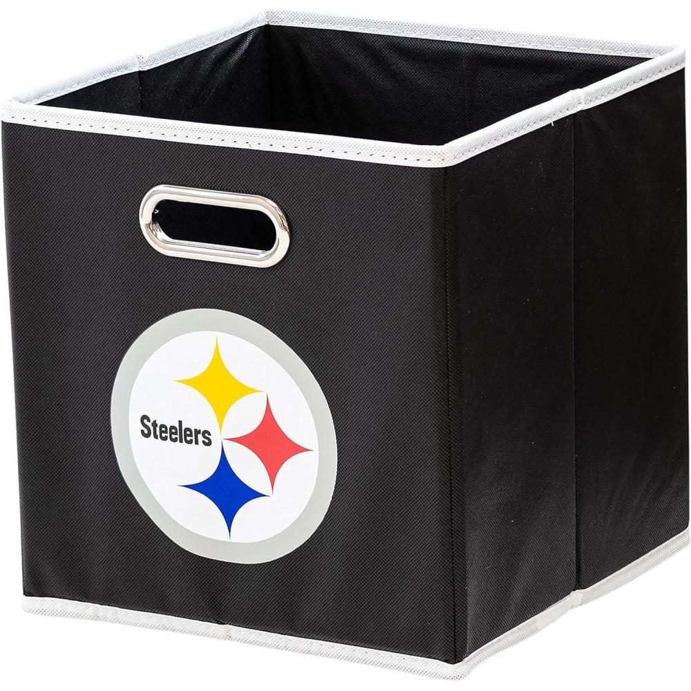 imageFranklin Sports NFL Storage Bins  Collapsible Cube Container  Basket  NFL Office Bedroom  Living Room  11quotx11quotPittsburgh Steelers