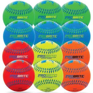 Franklin Sports – Pro Brite – Neon Rubber Teeball – MLB – Youth Tball – Baseball + Softball – Indoor & Outdoor Use(12 pack)