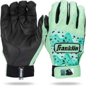 Franklin Sports MLB Youth Batting Gloves – Digitek Camo Baseball + Softball – Premium Leather – Many Sizes + Colors – Youth(Mint/Black)
