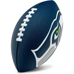 Franklin Sports NFL Football – Kids Foam Football – Soft Junior Size 8.5″ Ball with 3D Logos – Perfect for Gameday + Tailgates(Seattle Seahawks)