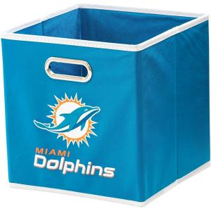 Franklin Sports NFL Storage Bins – Collapsible Cube Container + Basket – NFL Office, Bedroom + Living Room – 11″x11″(Miami Dolphins)