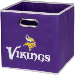 Franklin Sports NFL Storage Bins – Collapsible Cube Container + Basket – NFL Office, Bedroom + Living Room – 11″x11″(Minnesota Vikings)
