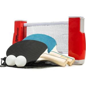 Franklin Sports Table Tennis to Go Portable Ping Pong Set – Table Top Ping Pong Net + (2) Paddles – Ping Pong Balls Included – 2 Players(Red)