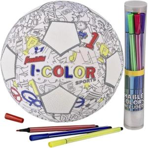 Franklin Sports iColor Kids Mini Football or Soccerball- Custom Color Youth JuniorBall with Markers Included – Design Your OwnBall(Soccer Ball)
