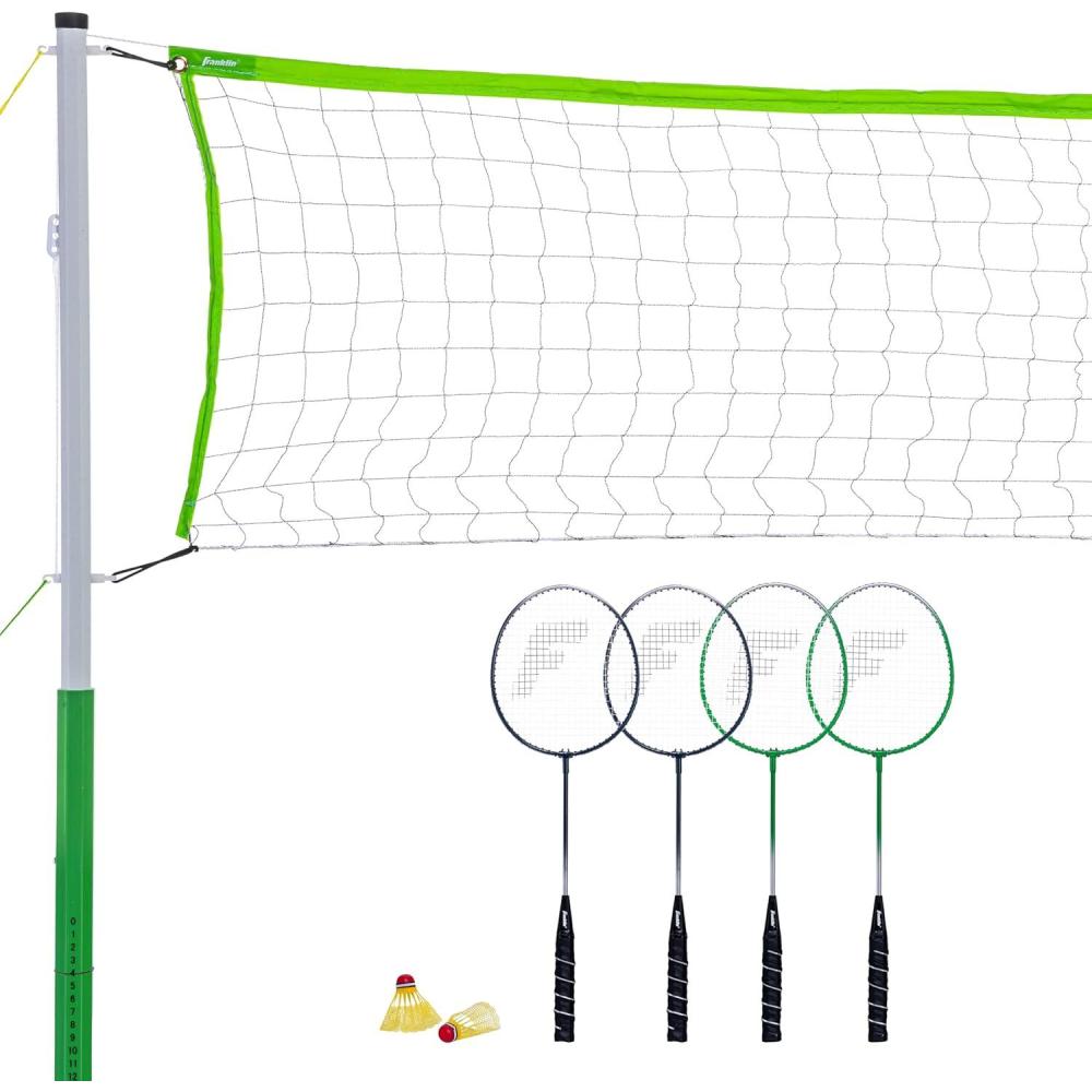 imageFranklin Sports Badminton Set  Complete Badminton Set with Net Rackets  Birdies  Kids  Adults Outdoor Game Set  Portable Badminton Set  4 PlayersIntermediate